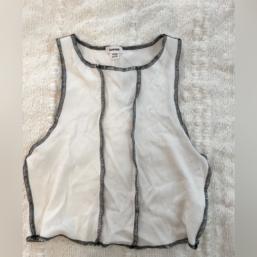 Garage white crop top.